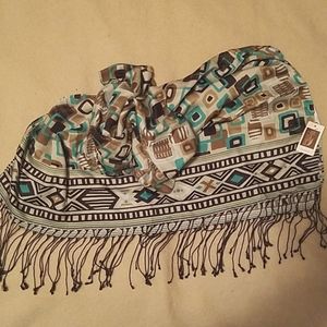 Black tan and green scarf NWT